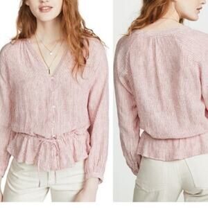 RAILS Women's Small Top Scarlet Stripe Peasant Shirt Long Sleeve NWT